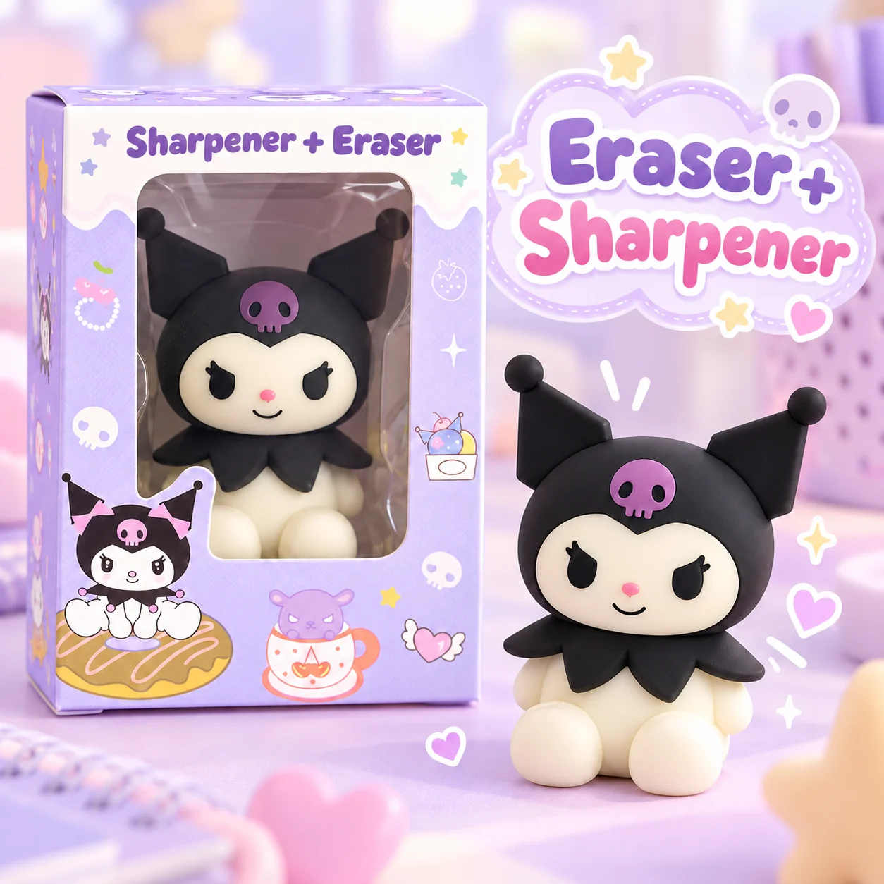 Kawaii Eraser and Sharpener Set